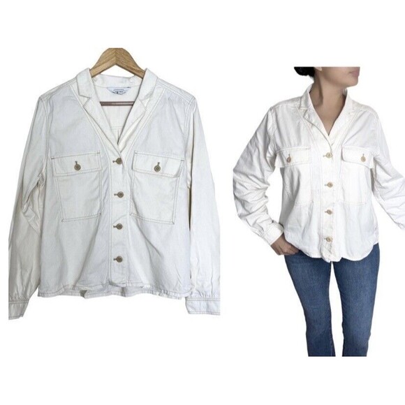 ⭐️ & Other Stories Womens Jacket Ivory Cream Utility Shacket Cotton Comfort SZ 4 - Picture 1 of 7